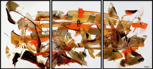 A World On Fire 001. Triptych. Acrylic on paper. 71x153cm